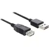 Image de Delock Câble USB USB 2.0 USB-A mâle, USB-A femelle 1.00 m noir connecteur utilisable des deux cotés, contacts dorés, certifié UL 83370