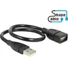 Image de Delock Câble USB USB 2.0 USB-A mâle, USB-A femelle 0.35 m noir câble col-de-cygne flexible 83498