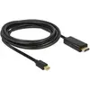 Image de Câble de raccordement Delock HDMI / Mini-Display Fiche mâle Mini DisplayPort, Fiche mâle HDMI-A 2 m noir 83699 contacts dorés, blindage triple Câble DisplayPort