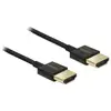 Image de Câble de raccordement Delock HDMI Fiche mâle HDMI-A 2 m noir 84773 contacts dorés, 4K UHD, torsadé, blindage triple Câble HDMI