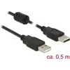 Image de Delock Câble USB USB 2.0 USB-A mâle, USB-A mâle 0.50 m noir avec noyau en ferrite 84888