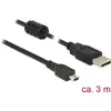 Image de Delock Câble USB USB 2.0 USB-A mâle, USB-Mini-B mâle 2.00 m noir avec noyau en ferrite 84915