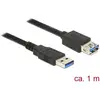Image de Delock Câble USB USB 3.2 Gen1 USB-A mâle, USB-A femelle 1.00 m noir contacts dorés 85054