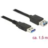 Image de Delock Câble USB USB 3.2 Gen1 USB-A mâle, USB-A femelle 1.50 m noir contacts dorés 85055
