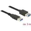 Image de Delock Câble USB USB 3.2 Gen1 USB-A mâle, USB-A femelle 3.00 m noir contacts dorés 85057