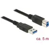 Image de Delock Câble USB USB 3.2 Gen1 USB-A mâle, USB-B mâle 5.00 m noir contacts dorés 85070