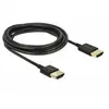 Image de Câble de raccordement Delock HDMI Fiche mâle HDMI-A 0.25 m noir 85117 contacts dorés, 4K UHD, torsadé, blindage triple Câble HDMI