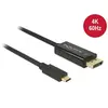 Image de Câble adaptateur Delock USB-C® / DisplayPort USB-C® mâle, Fiche mâle DisplayPort 1.00 m noir 85255 contacts dorés Câble dafficheur USB-C®