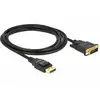 Image de Câble de raccordement Delock DisplayPort / DVI Fiche mâle DisplayPort, Fiche mâle DVI-D 24+1 pôles 2 m noir 85313 contacts dorés, torsadé, blindage triple, 4K