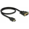 Image de Câble de raccordement Delock HDMI / DVI Fiche mâle HDMI-A, Fiche mâle DVI-D 24+1 pôles 0.5 m noir 85651 blindage triple, contacts dorés Câble HDMI