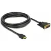 Image de Câble de raccordement Delock HDMI / DVI Fiche mâle HDMI-A, Fiche mâle DVI-D 24+1 pôles 2 m noir 85654 blindage triple, contacts dorés Câble HDMI