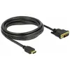 Image de Câble de raccordement Delock HDMI / DVI Fiche mâle HDMI-A, Fiche mâle DVI-D 24+1 pôles 3 m noir 85655 blindage triple, contacts dorés Câble HDMI