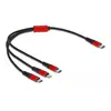 Image de Delock Câble de charge USB USB 2.0 USB-C® mâle, USB-C® mâle, USB-Micro-B mâle, Connecteur Lightning 0.30 m noir, rouge 86710