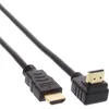 Image de InLine 17055 V Câble HDMI Fiche coudée High Speed Ethernet, Prise sur, Contacts plaqués Or, 0,5 m (Noir)