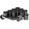 Image de Zenker 7402 Plaque pâtisserie avec 12 mini moules ronds, 12 mini moule à flan, 12 petits moules gâteaux hauts, plaque cuisson, Acier, Noir, 38 x 30 cm