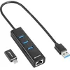 Image de Sharkoon 3 Ports USB 3.2 GEN 1 Hub en Aluminium, Adaptateur Ethernet RJ45