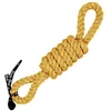 Image de EBI, 'Tug Life' Jeu Corde 2 Boucles 52 cm Jaune, avec Boucle pour rapporter et Tirer, Coton solidement torsadé Mélange de Couleur Jaune, Jusqu`au coeur Contribue à des Dents et des gencives saines