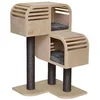 Image de EBI, Griffoir Atlas 90 Beige/Anthracite, Griffoirs de 90 mm et sisal de 5,2 mm d'épaisseur, Coins arrondis et Trous d'observation, avec Coussins Doux en Fausse Fourrure de Lapin, Design hollandais