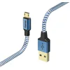 Image de Hama Câble de charge et transfert de données "Reflective" (USB-A mâle vers Micro-USB, USB 2.0, plaqué or, 480 MBit/s, 20 V, 3 A, longueur de câble de 1,5 m) Bleu
