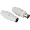 Image de Hama Prises Antenne TV Garantie 10ans (2 Fiches d’antenne TV coaxiale, Fiche Coaxiales Mâle + Fiche Coaxiale Femelle, Diam 5-7mm, 2 pièces) Blanc