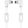 Image de Hama Câble Antenne TV Coudé Garantie 10ans (Cable Coaxial Satellite, M/F, 2x 90°, 3m, triple blindage 90db, Anneau Ferrite, Connexion Télé vers Fiche Murale ou Décodeur) Blanc