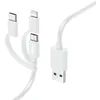 Image de Hama Câble Multi USB Lightning (Cable de charge multi, 3en1, USB-A/micro-USB/USB-C, Lightning, 1 m, Certifié MFI, Câble USB universel iPhones iPads iPods Samsung Galaxy, Huawei, Xiaomi) Blanc