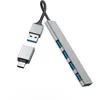 Image de Hama Hub USB, 4 Ports, USB 3.2 Gen1, 5 Gbit/s, Ultra Slim avec Adaptateur USB-C, Garantie 30 Ans, Gris