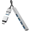 Image de Hama 00200141 Hub USB 4 ports USB-A USB 3.2 Gen1 5 GBit/s avec fiche mâle USB-C gris