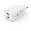 Image de Hama 65W Chargeur USB C Rapide Compatible iPhone, Samsung, MacBook - [Technologie GaN, PD + QC 3.0] [Recharge Optimisée] [2 Ports USB C] Blanc
