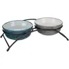 Image de TRIXIE Ensemble mangeoire 2 × 0,25 l/13 cm, Bleu pétrole/Gris, Chien