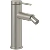 Image de Villeroy & Boch Loop & Friends Robinet de bidet monocommande avec tirette et cartouche en céramique, mitigeur de bidet, économe en eau, hauteur du bec : 130 mm, rond, nickel brossé mat