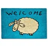 Image de Relaxdays Paillasson Tapis d’entrée bleu « Welcome » avec mouton 60 x 40 cm