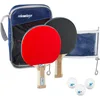 Image de Relaxdays Set de ping-pong avec raquette filet 3 balle de tennis de table et une pochette de rangement à fermeture avec dragonne HxlxP: 26,0 x 16,5 x 3,7 cm, bleu