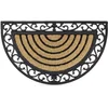 Image de Relaxdays Paillasson fibres de coco 75x45 cm tapis de sol antidérapant demi-rond rayé motifs résistant aux intempéries, noir/nature