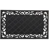 Image de Relaxdays Paillasson 75x45 cm tapis de sol antidérapant caoutchouc rectangle résistant aux intempéries motifs fleurs, noir, 80 x 150 cm