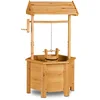 Image de Relaxdays Puit de décoration jardin en bois avec seau et manivelle HxlxP: 82 x 47 x 41 cm, nature