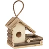 Image de Relaxdays Nichoir à oiseaux décoration maison à oiseaux en bois à suspendre villa fait main, nature