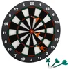 Image de Relaxdays Cible de Fléchettes 42 cm enfant Jeu de fléchettes socle avec 6 fléchettes noir-blanc