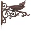Image de Relaxdays Abreuvoir en fonte mangeoire oiseaux jardin équerre mural porte bain oiseaux déco HxlxP: 24x28x14 cm, marron