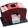 Image de Relaxdays, mixeur de cartes électrique noir-brun, bois, 4 jeux, mélangeur de cartes pour cartes à mélanger, standard