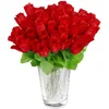 Image de Relaxdays Bouquet de Roses, Fleurs artificielles, 48 pièces avec Tige et Feuilles, Cadeau, Mariage, Hauteur 26 cm, Rouge