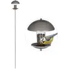 Image de Relaxdays Mangeoire à oiseaux, Distributeur de graines en silo, jardin ou balcon, avec piquet H : 172 cm, argenté