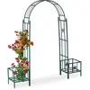 Image de Relaxdays Arcade de rosiers, pergola Plantes grimpantes, 2 bacs jardinière, HxlxP 226 x 204 x 45 cm, Vert foncé