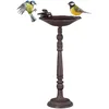 Image de Relaxdays Abreuvoir en Fonte sur Colonne, Décoration pour Jardin,mangeoire avec Soucoupe pour Oiseaux Sauvages 40 cm, Haut Brun, Marron