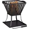 Image de Relaxdays, noir Panier à feu XL avec tisonnier, Brasero de jardin et terrasse avec emplacement bûches, 56x56,5x45 cm