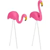 Image de Relaxdays Lot de 2 Flamants Roses, déco de Jardin Adorable, Charme Tropical, Plastique, métal, Statues à 2 Tailles, Rose