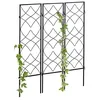 Image de Relaxdays treillis de jardin, métal, lot de 3, à planter, support pour plantes grimpantes, 122x31 cm, jardin, noir