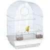 Image de Relaxdays Cage à Oiseaux, canaris, perruches, avec perchoirs, balançoire & mangeoires, HLP 49,5 x 34,5 x 31 cm, Blanc