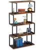 Image de Relaxdays Étagère, bibliothèque, design industriel, 5 supports, MDF et métal, HxlxP136x73x30cm, droite, brun/noir