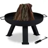 Image de Relaxdays Brasero de Jardin, Ø 60 cm, tisonnier Inclus, pour la terrasse, bac à feu en Acier, Rond, Grand Foyer, Noir